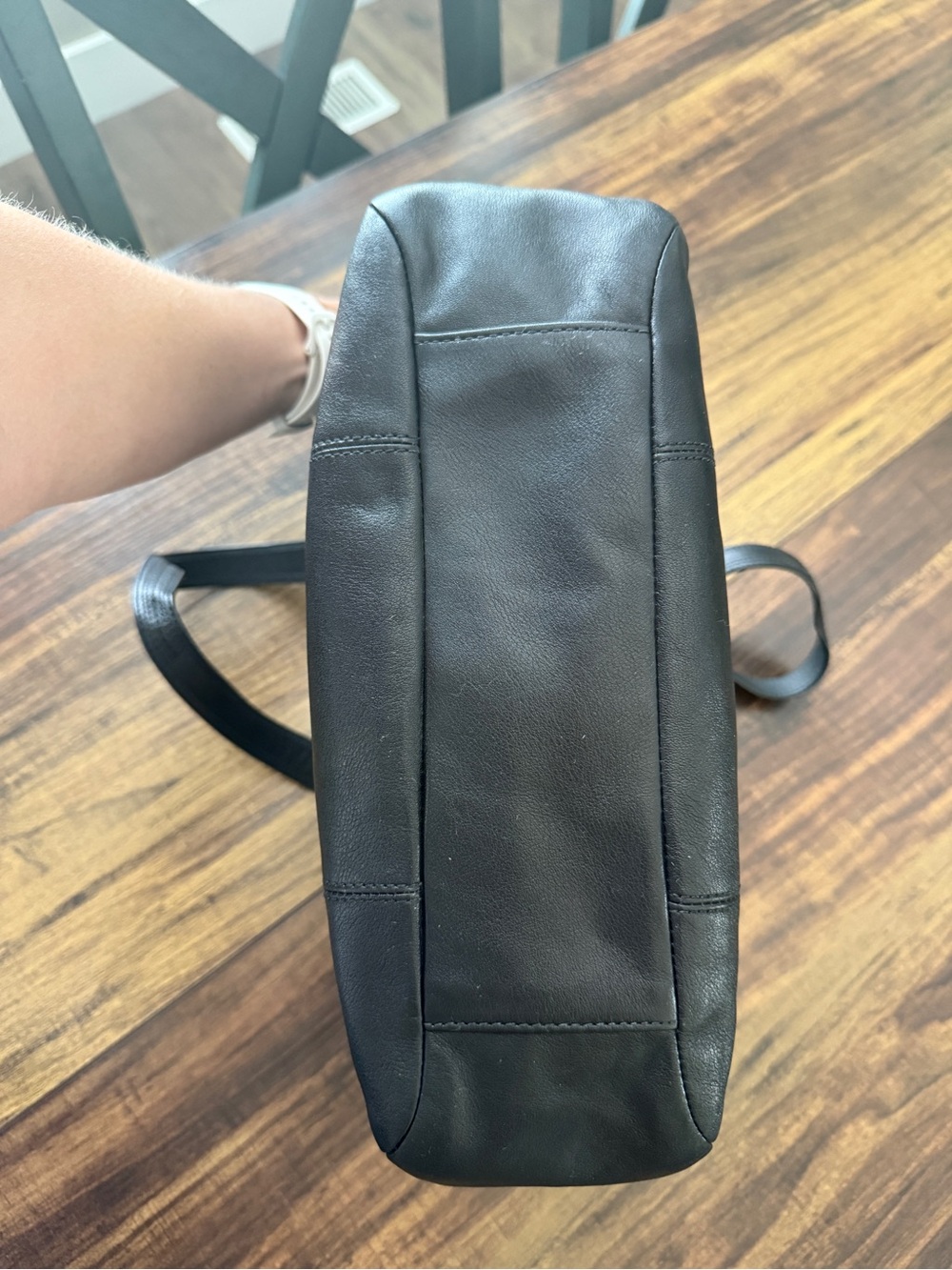 Coach Black Leather Shoulder Tote with Gold Stud Accents - Picture 8 of 10